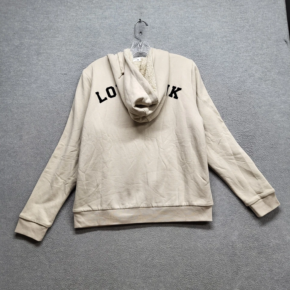 РОЗОВЫЙ Victoria's Secret женщин толстовка большой кремовый толстовка с капюшоном шерпа с подкладкой полный молнии - Изображение 3 из 4