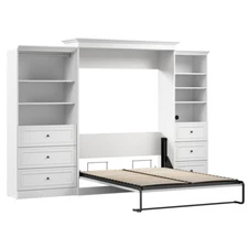 Bestar Versatile Engineered Wood Queen Murphy Bed and Organizers in White