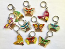 set of 20 Wood Comb Keychains, Handmade Key Rings, Bag Decoration, Purse Charm