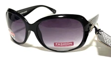 NEW Foster Grant Women's SUNGLASSES Black Marble Pearl Sides Designer
