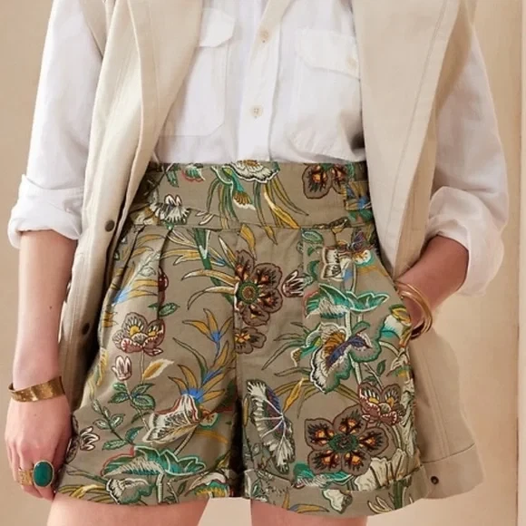 Banana Republic Explorer Flower Pattern Short Cotton/Linen 10
