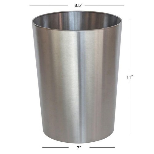 Pattumiera bagno metallo nichel spazzolato resistente design aperto 2,2 Gal - Foto 6 di 7