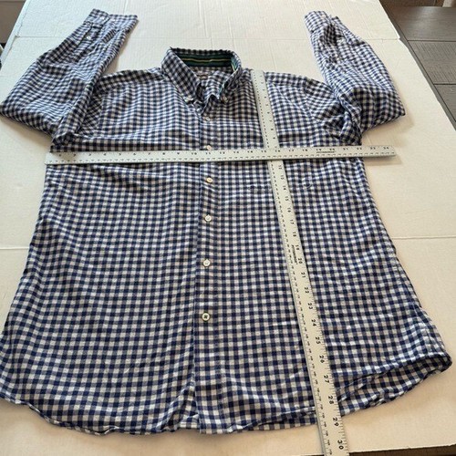 J. McLaughlin Shirt Trim Fit Plaid Check Mens XL Cotton Blue White Button Down - Picture 11 of 11