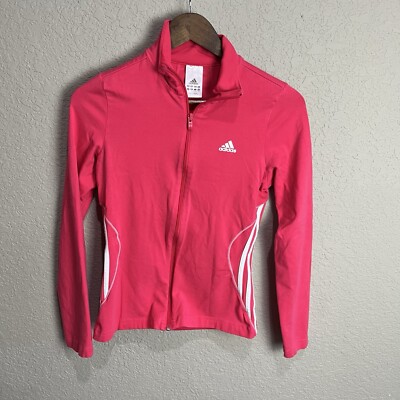 Adidas Women's Track Jacket Pink White Stripes Size Small