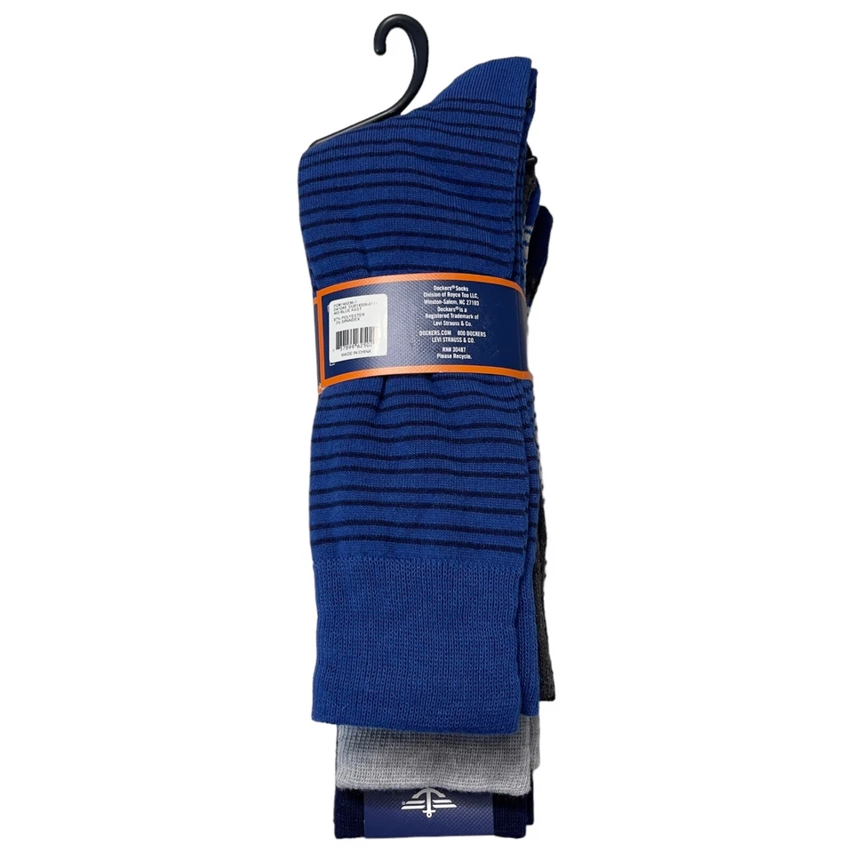 Dockers 4 PARES Hombres Clásicos Crew Calcetines Zapato Talla 6-12 Azul Surtido Foto 2 de 4