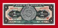¡Viva México! RARE UNC 1 Peso 1961 (P-59g.3) Mexico AZTEC Note Serie KA Prefix G