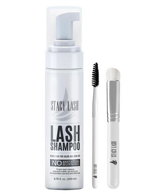 STACY LASH 6.76 Fl.Oz / 200Ml Eyelash Extension Shampoo + Brush/Eyelid Foaming C
