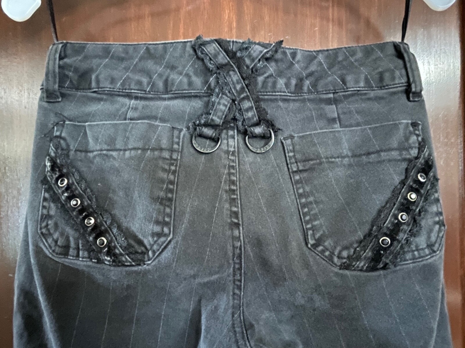 Vintage Y2K Tripp NYC capri pants black velvet size 3 26 rhinestone sexy 2000s image 6