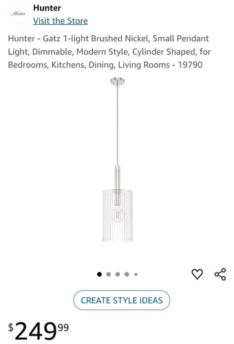 Hunter Fan Company 19790 Gatz Pendant Brushed Nickel - Picture 2 of 6