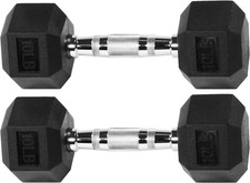 Rubber Coated Hex Dumbbell Weight Set and Storage Rack, 100LB or 150LB or 200LB  