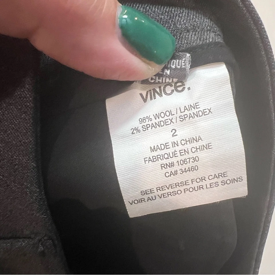Vince Pantalón Slim Tobillo Recto Recortado Lana Talla 2 Foto 4 de 4
