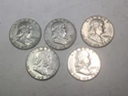 1963-D - P  FRANKLIN HALF DOLLARS lot 5 90% SILVER .50¢ UNITED STATES   (A314)