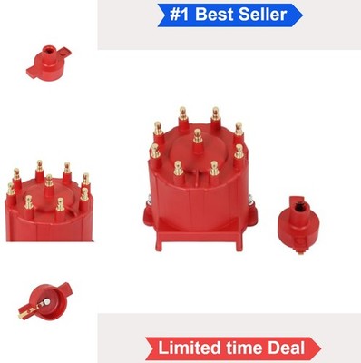 Distributor Cap and Rotor Kit Red Fits Stock Distributor Ignition Replacement