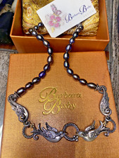 Collar Barbara Bixby Plata de Ley y Oro 18k Perla Negra Cultivada y Gorrión
