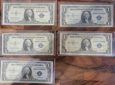 Lot of 5 -1935 Series F, G and H One Dollar Blue Seal Note Silver Certificate #4