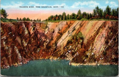 Postcard Traders Mine - Iron Mountain Michigan- 1938 Cabinet Sample