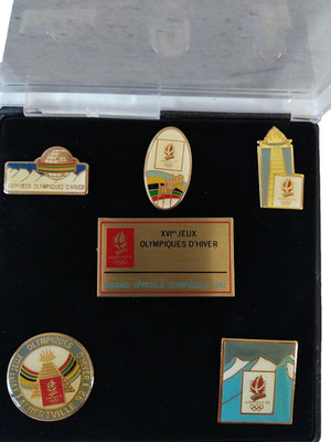 Offizielle 5 Pin's Box der Olympischen Spiele Albertville 1992 Sammlung 