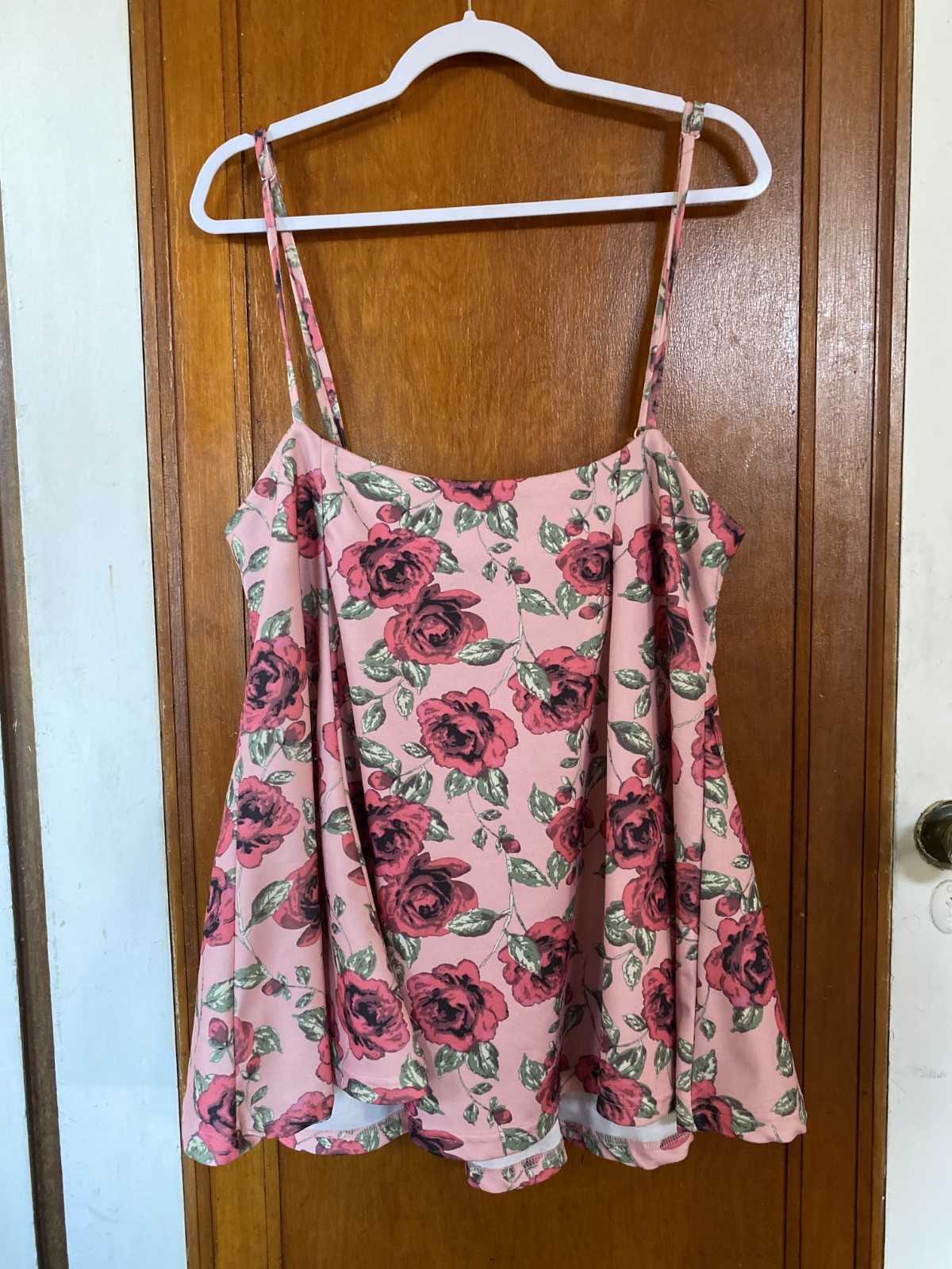 Yoins Pink Roses Floral Adjustable Strap Tank Top XXL Plus Size Blouse Summer
