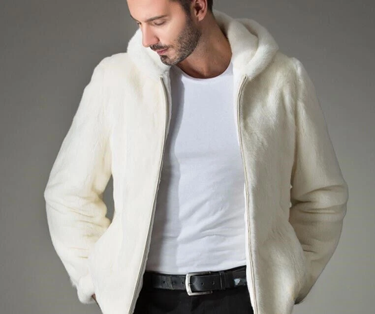 Faux Fur Outer Shell White Overcoat Coats, Jackets & Vests for Men