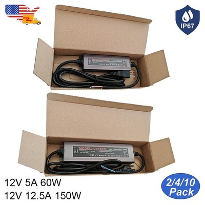 150W Power Supply LED Driver 12V 12.5A IP67 Waterproof AC 110V To DC 12V Adapter