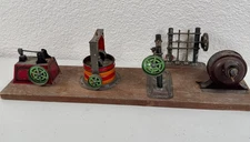 5pc Antique Hess Dynamobil Mill Factory Crank Tin Engine Hammer German Toy Model