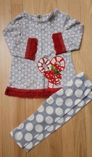 Counting Daisies Red Candy Cane Christmas Dress and Leggings - size 24m - girls