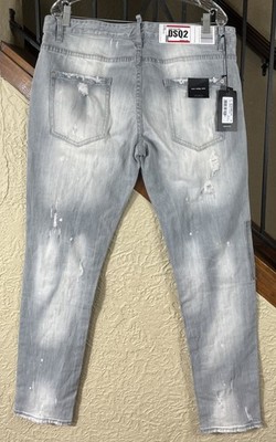 DSQUARED2 Gray New Rider Jean Long Crotch Tight Bottom Mens Size