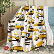 Construction Trucks Blanket Lightweight Plush Fuzzy Cozy Soft Blankets for Co...