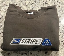 Vintage Adidas 3 Stripe Spell Out Crewneck Sweatshirt Olive Green Y2K Large