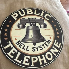 “Public Telephone” Bell System Telephone Metal Tin For Wall With Stars