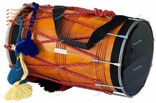 Indian Wedding Musical Mango Wood Bhangra Dhol Musical Instrument with Case