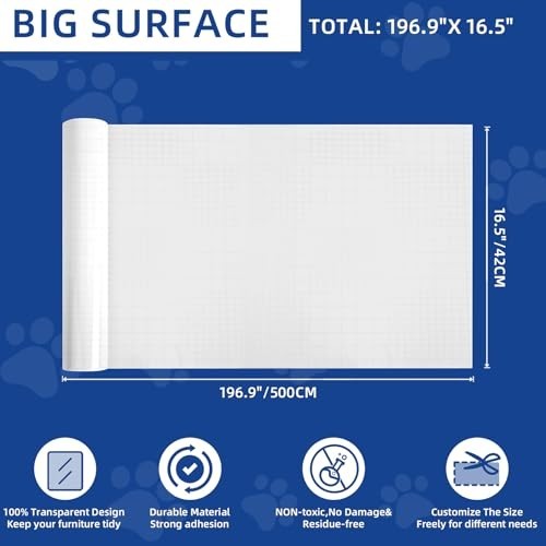 Protezione Divano Graffi Gatto Trasparente (42CMx5M): TOOSOFt PVC Antigraffio Ga foto 3