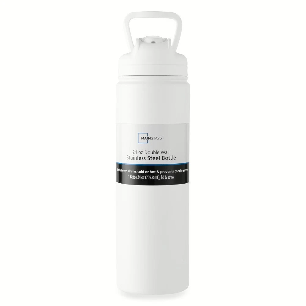 24 oz Stainless Steel Sip Water Bottle, White - thumbnail 2