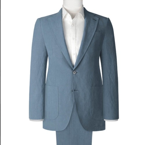 Men's Suit Solid Colour Top Jacket + Trousers Wedding Celebration Party - Picture 2 of 14