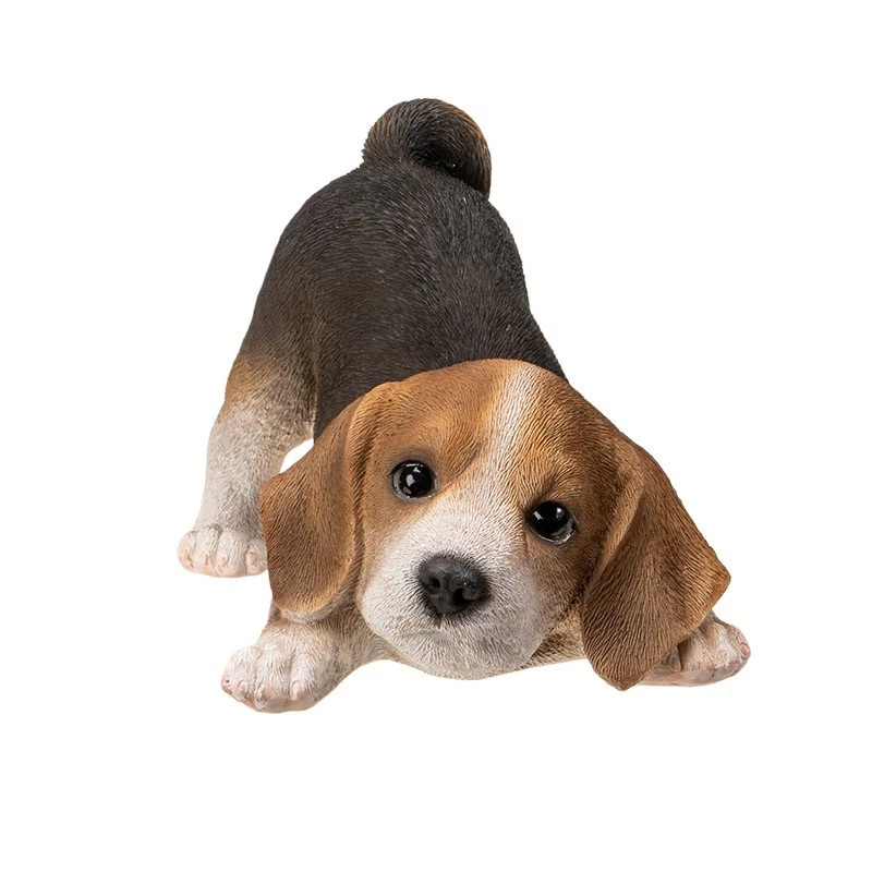 Realista Adorable Agachado Tri Color Beagle Perro Cachorro Estatuilla 7.5" Largo Beagl Foto 2 de 4