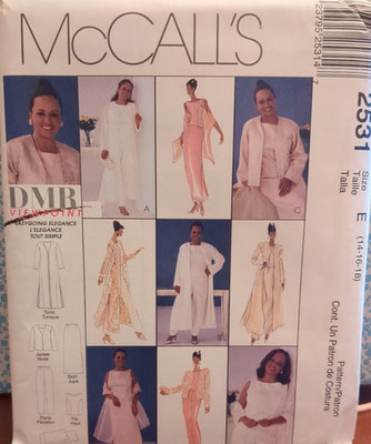 McCall's Pattern #2531 Misses' DUSTER, JACKET, TOP, PANTS,SKIRT & STOLE SZ 14-18