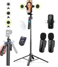 Vlogging Kit for iPhone/Android, 63 Auto Face Tracking Tripod for iPhone with L