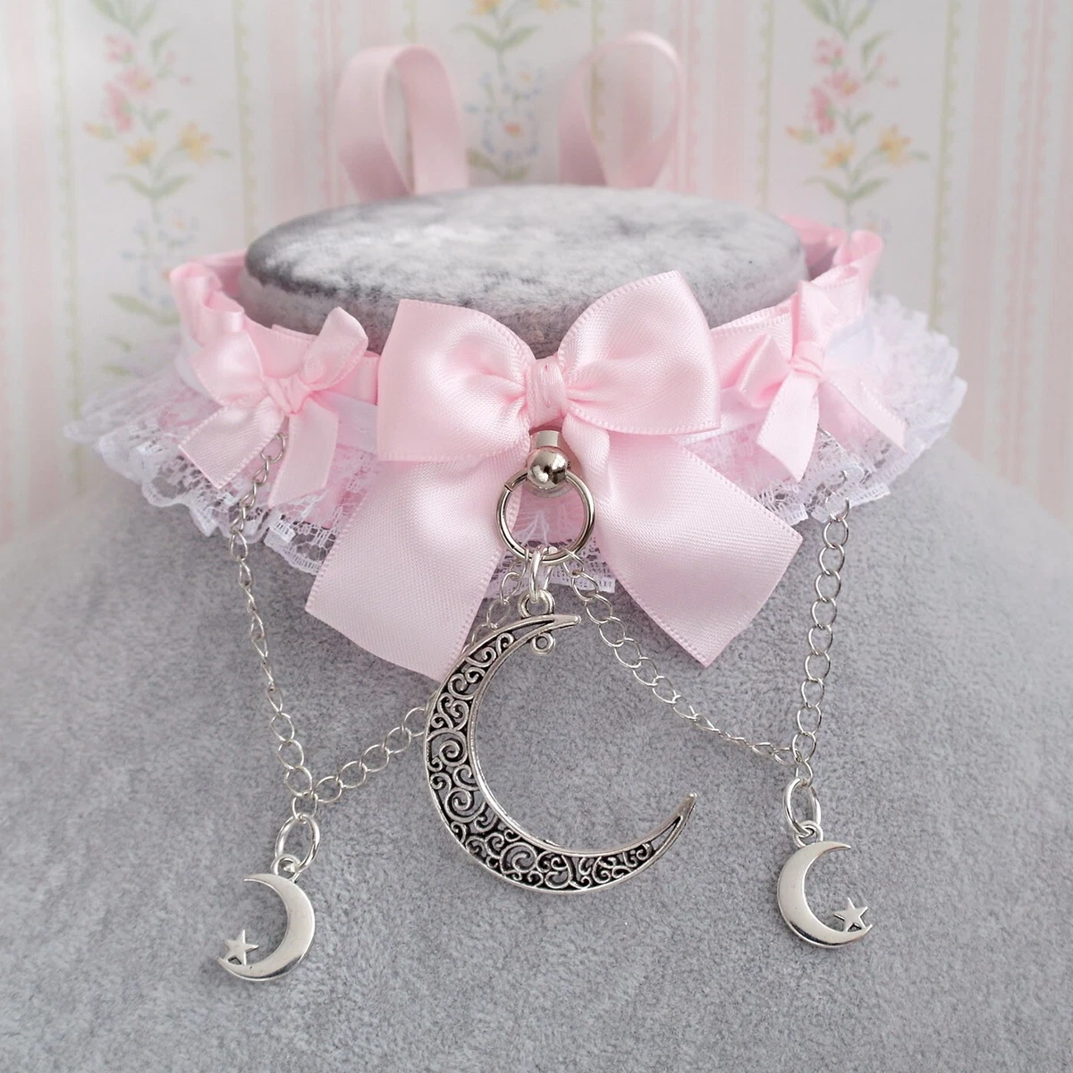 Pink satin choker discount