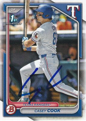 Casey Cook Signed IP 2024 Bowman Draft Card #BD-66 Texas Rangers!