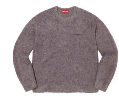 Supreme Mohair Sweater Purple Melange Size Small Brushed NEW FW22