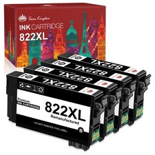 4PK 822XL T822XL Ink Cartridge Black For Epson WorkForce Pro WF-3820 WF-4820