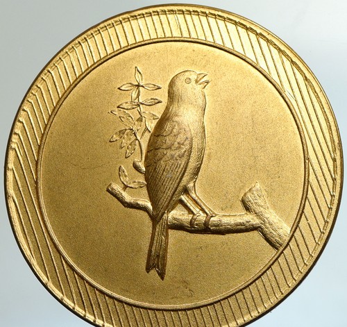 1870-1910 FRANCE Agriculture LANDBOUW Antique BIRD French Gilt Medal i102137 - 第 1/3 張圖片