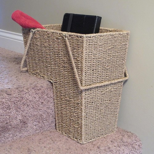 Elegant Seagrass Wicker Stair Basket 16”W x 10”D – Perfect for Clutter Control - Picture 10 of 11