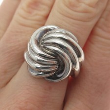 925 Sterling Silver Vintage Modernist Twisted Oxidized Ring Size 6.25