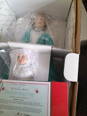 Danbury Mint Christening Day Porcelain Doll Set Still Packed In Box NEW