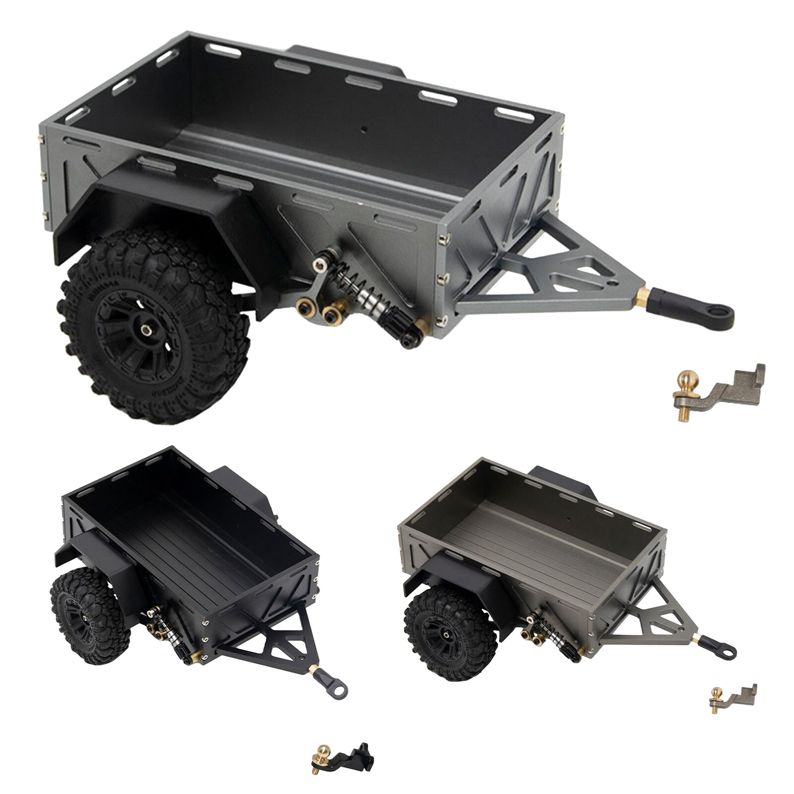 Metal Trailer w/ Tires Set for 1/18 RC Crawler Car Traxxas 2025 Upgrade NEW
