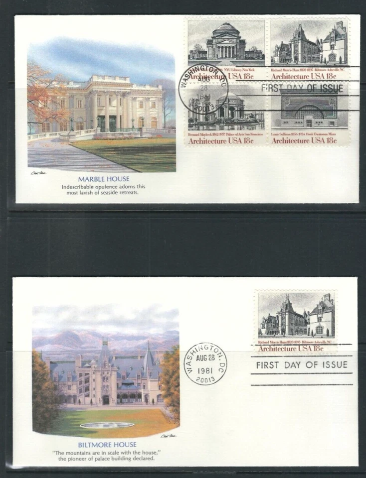 USA SC # 1928-1931 And 1931a Architecture FDC . Fleetwood Cachet - Image 2 of 2
