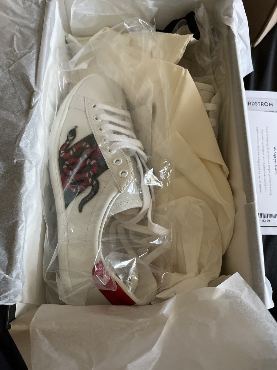 Gucci Ace Embroidered Leather Sneaker (Snake) Size 8 Deadstock NWT