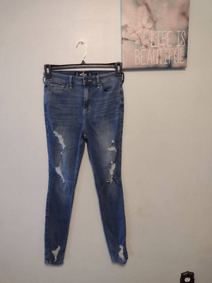 Hollister size 7 7R Curvy High Rise Super Skinny Jeans Destroyed