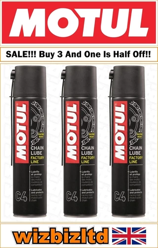 3x Motul C4 Chain Lube 400ml Extreme Adhesive Factory Line Grease Boron Nitrate